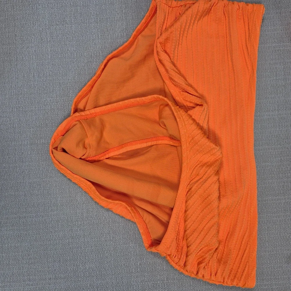 Herseas Large NWOT Orange Textured Twist Front High Waisted Bikini Set Swimsuit
